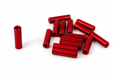 Preview: Aluminium Abstandshalter M2 x 15 mm | Female-Female | Rot eloxiert