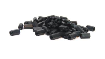 Preview: Nylon Abstandshalter M3 x 10 mm | Innengewinde beidseitig | Ø 6 mm | PA6 Schwarz
