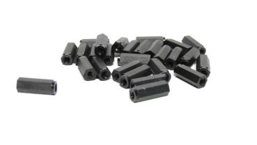 Preview: Nylon Abstandshalter M3 x 15 mm | Innengewinde beidseitig | Ø 6 mm | PA6 Schwarz