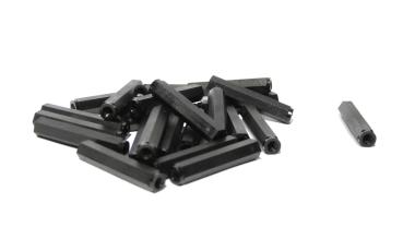 Preview: Nylon Abstandshalter M3 x 30 mm | Innengewinde beidseitig | Ø 6 mm | PA6 Schwarz