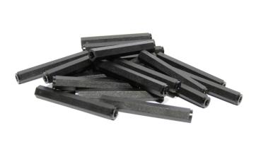 Preview: Nylon Abstandshalter M3 x 40 mm | Innengewinde beidseitig | Ø 6 mm | PA6 Schwarz