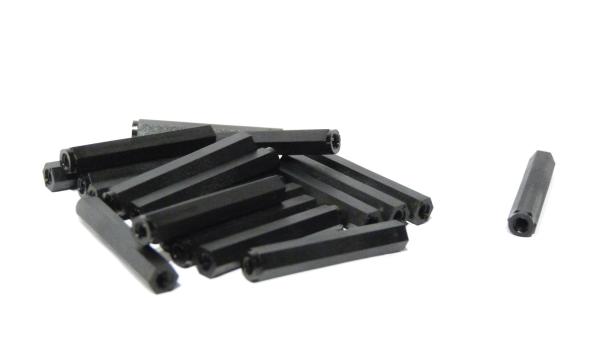 Nylon Abstandshalter M3 x 35 mm | Innengewinde beidseitig | Ø 6 mm | PA6 Schwarz