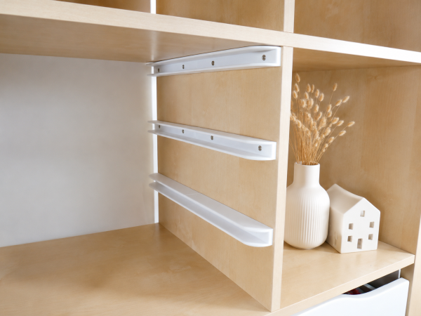 Close-up of the rail system for IKEA TROFAST storage boxes made from durable PLA-right
