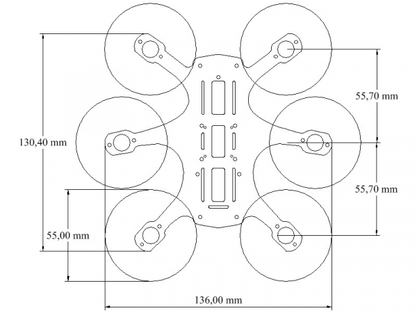 Micro Hexa  CFK Bausatz Hexa Umbausatz CNC gefräst  8,5 mm Motorhalter 